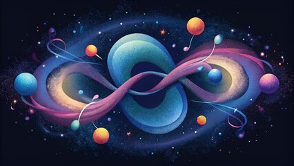 Poster - An explosion of musical notes entangled within a swirling galaxy of color.