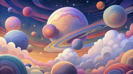 Aufkleber - Swirling orbs painting the sky with a rainbow of hues.