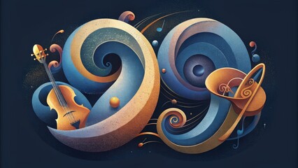 Aufkleber - A grand symphonic display where each swirl and curve represents a different instrument.