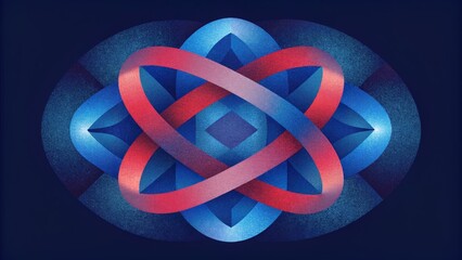 Aufkleber - Layers of overlapping geometric shapes in varying shades of red and blue symbolizing the interconnectedness of arteries within the body.