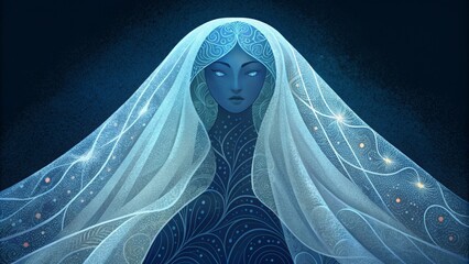 Poster - A whisperthin veil of silk adorned with intricate patterns and shimmering in the light.