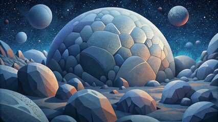 Aufkleber - A mosaic of distinctive lunar rocks and boulders forming a breathtaking mosaic of textures and shades.