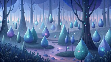 Aufkleber - A digital forest filled with delicate dewdrops each one a pixelated masterpiece reflecting the beauty of nature.