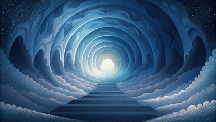 Poster - A distorted and twisted tunnel of light and shadow evokes the intense disruption and physical force of a sonic boom.