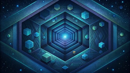 Aufkleber - A labyrinth of shimmering hexagons beckoning you deeper and deeper into its hypnotic depths.