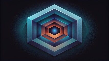 Aufkleber - A mesmerizing optical illusion with hexagonal shapes seemingly floating and shifting on a deep black background.
