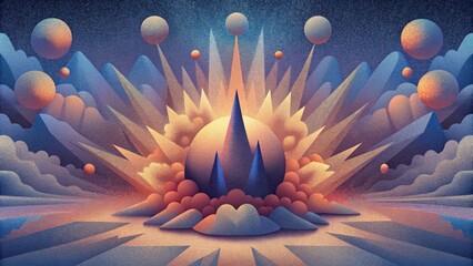 Poster - Layers of blurred shapes and distorted colors blend together capturing the chaotic and explosive nature of a sonic boom.