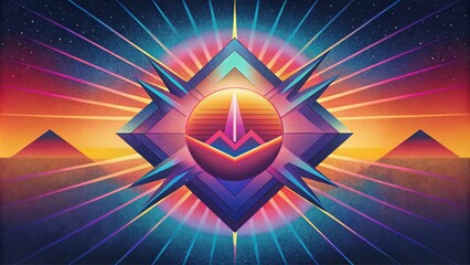 Poster - Vibrant bursts of color and geometric patterns dance in unison depicting the harmonious marriage of retro and futuristic design in rhythm.