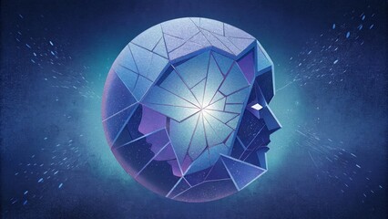 Aufkleber - A fragmented shattered mirror with an otherworldly reflection staring back alluding to the idea of separating ones consciousness from their