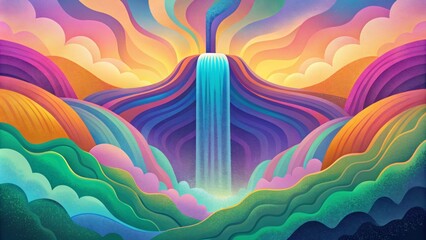 Aufkleber - A colorful waterfall of cascading shades blending and swirling in an abstract symphony.