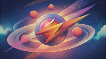 Poster - A dynamic and constantly shifting composition of shapes and colors capturing the kinetic energy and movement of a sonic boom.