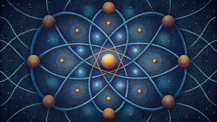 Aufkleber - A quilt of interconnected threads mirroring the entanglement and nonlocality of quantum particles.