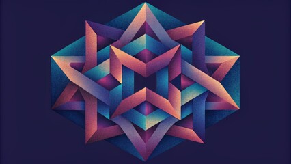 Aufkleber - A geometric pattern of interlocking shapes each one shifting in color and intensity as if on a spectral rollercoaster.