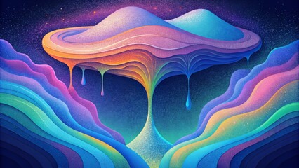 Poster - A cascade of liquid colors that flow and merge creating an otherworldly spectral shift.