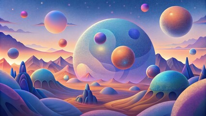 Poster - A surreal dreamscape filled with floating orbs of color all shifting and blending in a surreal spectral dance.