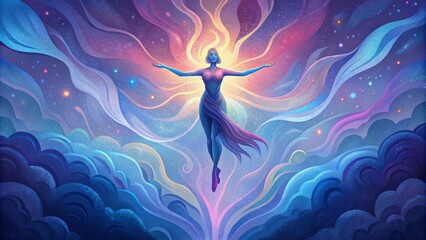 Poster - Ethereal energy captured in a moment frozen in a symphony of vibrant colors and graceful ethereal movements.