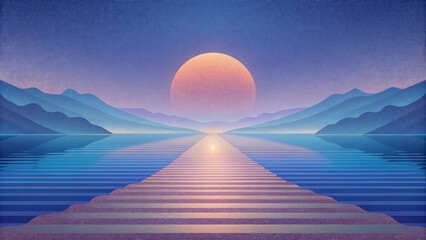 Poster - A serene and tranquil scene of perfectly aligned horizontal lines creating a sense of peacefulness and stillness.