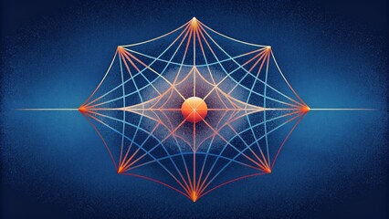 Poster - A graceful and balanced composition of horizontal and vertical lines resembling a web of interconnected threads.