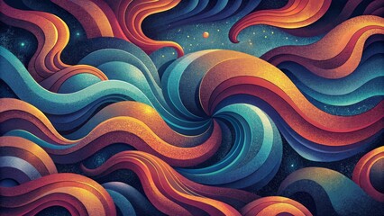 Poster - A mesmerizing array of bold retro waves intermingling and overlapping in a chaotic yet harmonious dance.