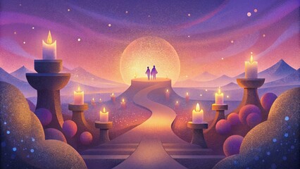Poster - A romantic evening captured through the soft and dreamy bokeh of ling candles.