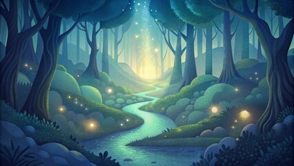 Poster - A forest glen bathed in a beautiful bokeh glow giving the illusion of fairytale magic.