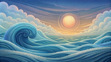 Poster - A peaceful ocean of rolling currents rippling and undulating in a hypnotic rhythm.