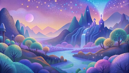 Poster - A peaceful serene landscape transformed into a magical wonderland through the use of bokeh.