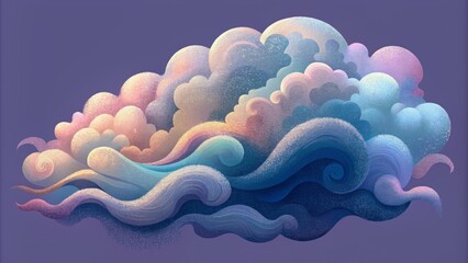 Poster - Soft billowy clouds of hues blending and melding together in a graceful display of fluid dynamics.