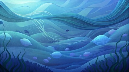 Poster - A serene underwater scene with delicate wisps of currents and intertwining with each other.