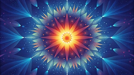 Poster - Radiant bursts of light and symmetrical patterns collide in a kaleidoscopic vision resulting in a beautiful chaos.