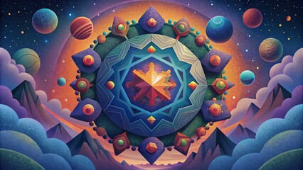 Aufkleber - The world transforms into a kaleidoscope of shapes and colors evoking a sense of wonder and endless possibilities.