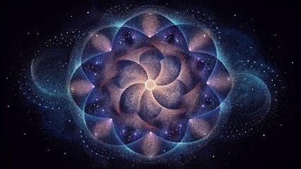 Poster - A cosmic mosaic with individual specks of dust coming together to form larger interconnected s.