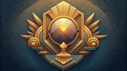 Poster - A gilded mirror reflecting a symmetrical composition of geometric forms capturing the essence of Art Deco elegance.