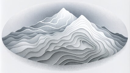 Poster - A minimalist and elegant representation of topography with clean and precise lines in shades of white and grey mirroring the simplicity and
