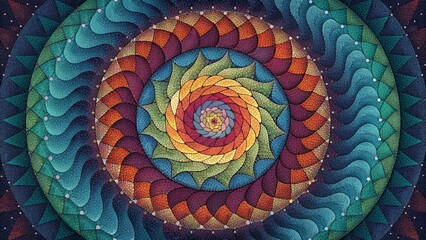 Aufkleber - A mosaic masterpiece of tiny tiles creating a rainbow swirl of intricate designs.