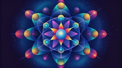 Aufkleber - A kaleidoscope of vibrant colors and shapes alluding to the complex and interconnected nature of quantum phenomena.