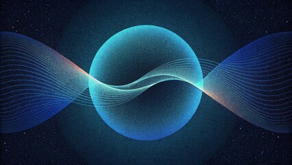 Poster - A symphony of curved and straight lines evoking the waveparticle duality of quantum physics.