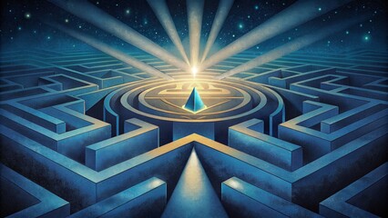 Poster - A maze of intersecting rays of light embodying the uncertainty principle of quantum mechanics.