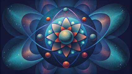 Poster - A mosaic of abstract forms evoking the constant and rapid changes that occur at the subatomic level.