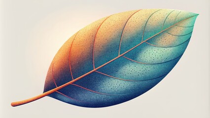 Poster - A macro photograph of a leaf showcasing the smooth gradient colors of the plants s and a delicate grainy texture on its surface.