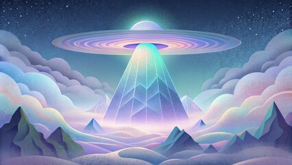 Aufkleber - An otherworldly vision of holographic mist dd in a veil of iridescent magic.