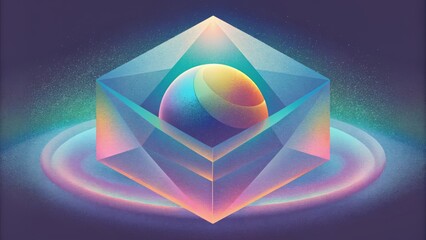 Poster - A surreal vision of holographic haze transforming familiar shapes into abstract iridescent forms.