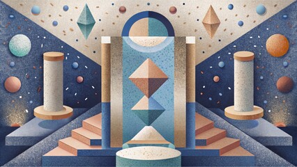 Poster - A symphony of abstract forms and decorative accents embodying the style and charm of classic terrazzo.