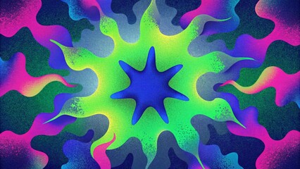 Canvas Print - An explosion of neon pink lime green and electric blue splatters form an abstract camouflage that simultaneously blends in and stands out.