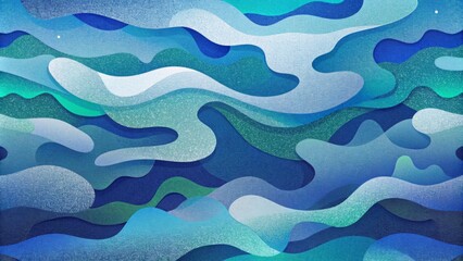 Poster - A serene and soothing abstract camo featuring layers of cool blues tranquil greens and calming greys creating a sense of stillness and nature.