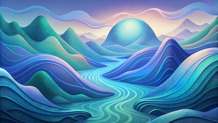 Poster - A digital interpretation of natures beauty with artificial chromatic waves mimicking the fluidity of water.