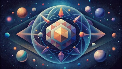 Poster - A celestial display of geometric shapes and patterns inviting us to contemplate the beauty of the universe.