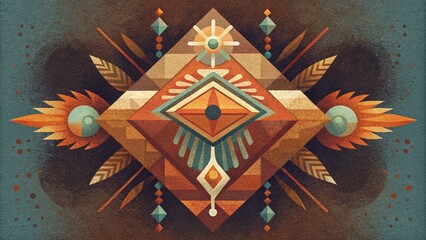 Poster - In a fusion of traditional and contemporary the tribal tapestry embodies the spirit of tribal culture with abstract interpretations of familiar