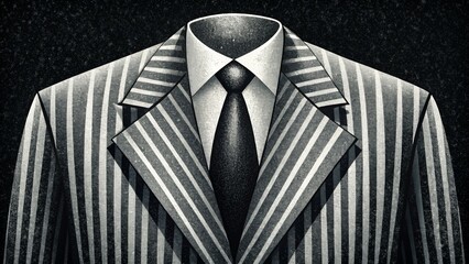 Poster - Crisp monochromatic pinstripes in shades of black and white giving off an air of sophistication and sharpness.
