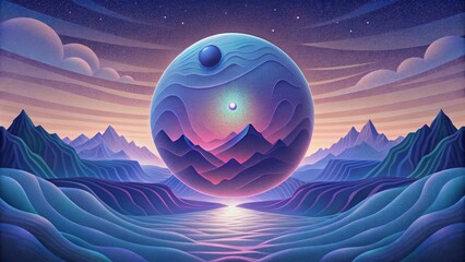 Aufkleber - A digital mirage that transports the viewer into a futuristic world of complex patterns and shapes.
